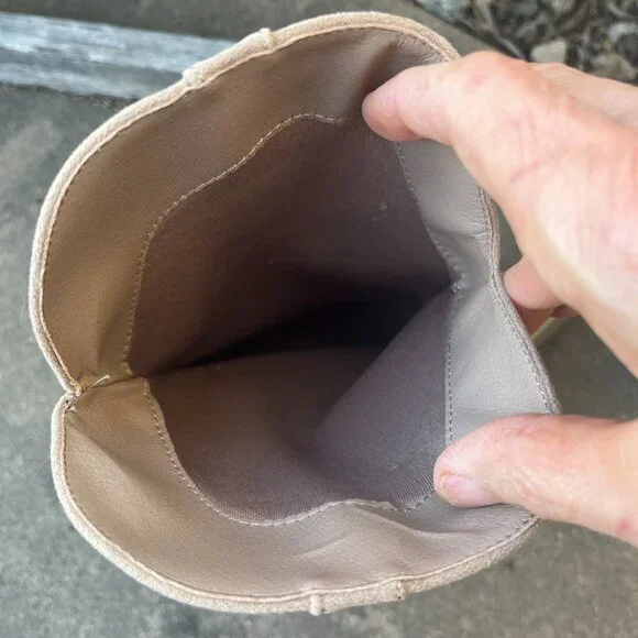 Forever Beige Faux New Suede/Leather Layered Fringe Boots, Size 9 - Picture 11 of 11